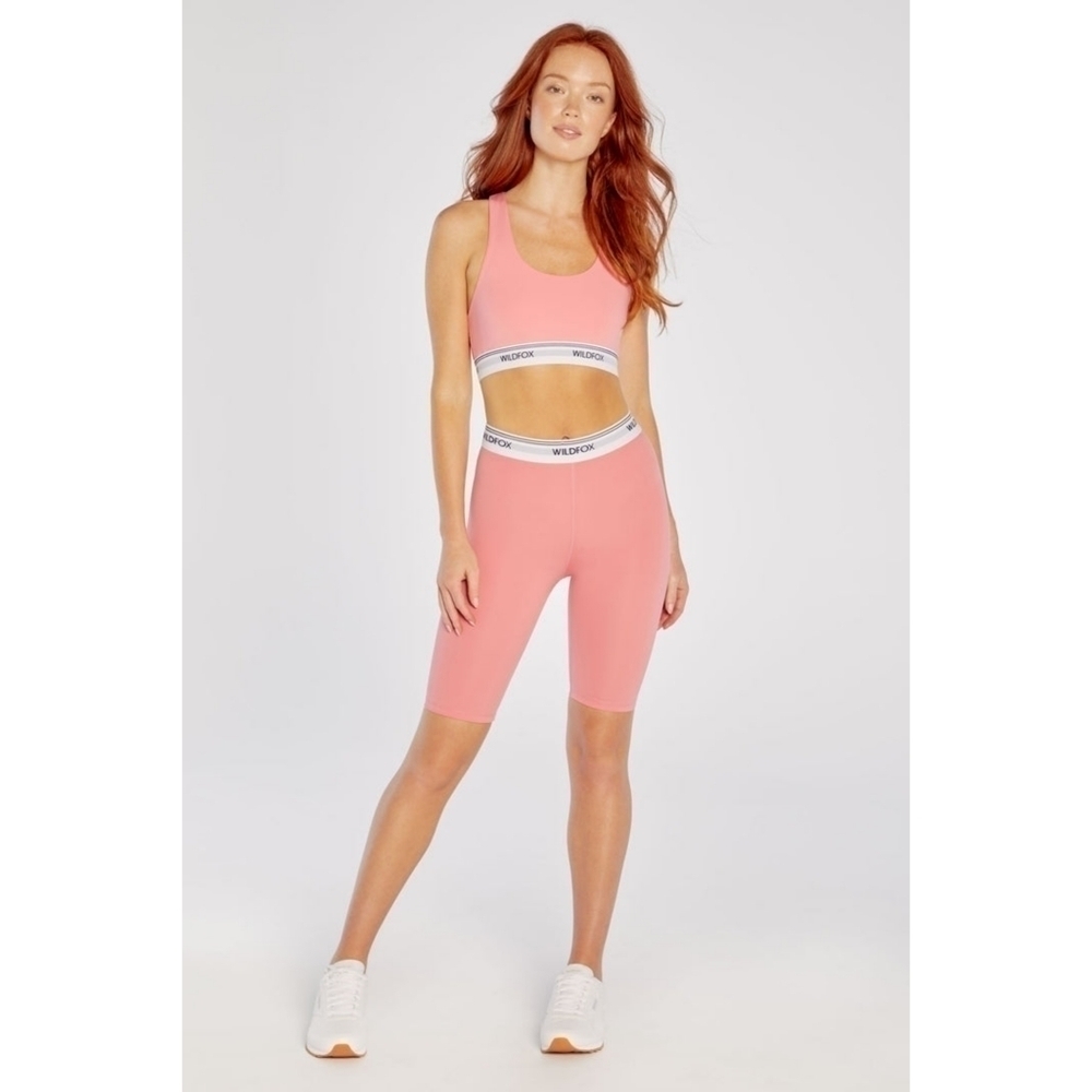 NWT Wildfox Ava Bubblegum Racerback Bra and High Waisted Bike Shorts Set Size XL